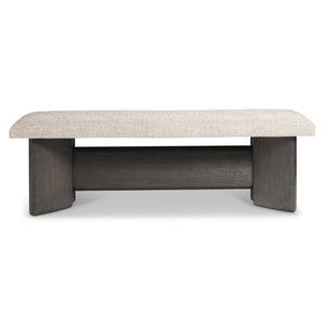 Bernhardt Bernhardt Geneve Sculptural Oak Upholstered Bench for Entryway or Bedroom End 392508