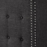Homelegance By Top-Line Harlyn Linen Wingback Headboard Dark Grey Linen