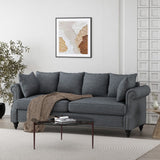 Christopher Knight Home® - Noble House - Manbow Contemporary Fabric Pillowback 3 Seater Sofa With Nailhead Trim