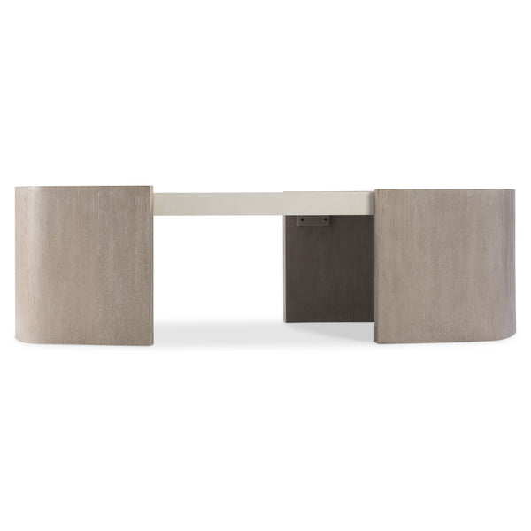 Bernhardt Bernhardt Weston Sculptural Cocktail Table In Light Fossil Top With Tawny Oak Cradling Panels, 57" 527017