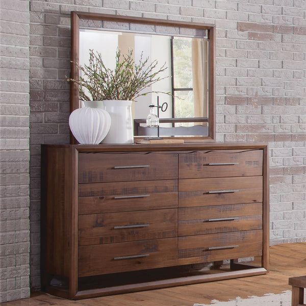 English Elm Steve Silver - Lofton Rustic Brown Dresser with Live Edge Top, Hammered Nickel Hardware, Smooth Metal Glides, Mocha Wood Finish (62.6" L) B081P157794