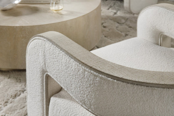 Hooker Furniture Cascade Accent Chair With Pebble Beach Performance Fabric, Lacquered Burlap Trim, Distressed Finish For Cozy Transitional Living Spaces 6120-50001-05