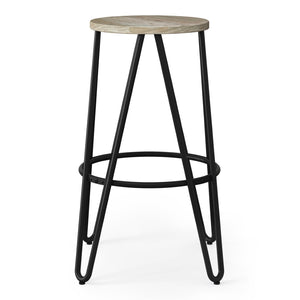 English Elm Simeon - Set Of 2 Industrial 26" Metal Counter Stools With Natural Wood Seats For Modern Spaces B136P159609-GIGA