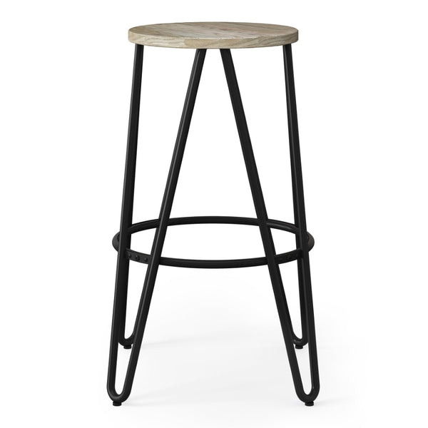 English Elm Simeon - Set Of 2 Industrial 26" Metal Counter Stools With Natural Wood Seats For Modern Spaces B136P159609-GIGA