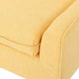 Christopher Knight Home® - Noble House - Eilidh Mid-Century Modern Button Tufted Fabric Chair, Muted Yellow and Natural