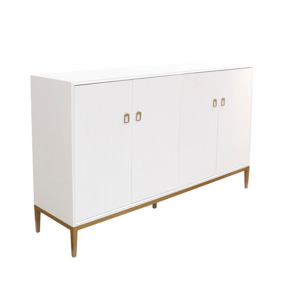 Pasargad Home Pearl Collection Ivory Sideboard - Luxurious 4-door Cabinet With Glamorous Accents Ivory Wood Finish Pph-m4