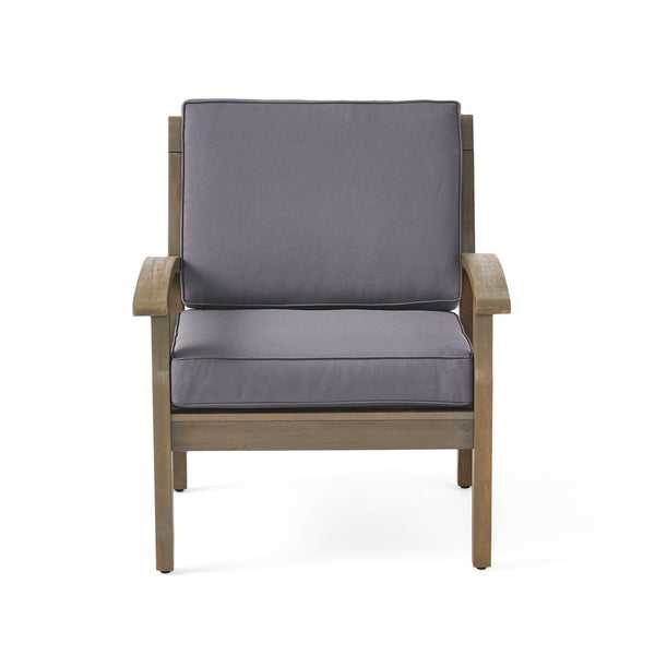 English Elm Christopher Knight Home® - Peyton Club Chair - Durable Acacia Wood Frame With Water-Resistant Cushions For Ultimate Outdoor Comfort 57973.00GRY