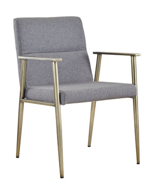 VIG Furniture Sabri Contemporary Grey Upholstered Arm Dining Chair With Brushed Antique Brass Sculptural Frame VGGAGA-6580CH-GRY