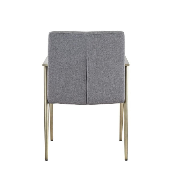 VIG Furniture Sabri Contemporary Grey Upholstered Arm Dining Chair With Brushed Antique Brass Sculptural Frame VGGAGA-6580CH-GRY