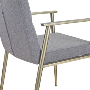 VIG Furniture Sabri Contemporary Grey Upholstered Arm Dining Chair With Brushed Antique Brass Sculptural Frame VGGAGA-6580CH-GRY