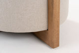 VIG Furniture Modrest Sada - Mid-Century Modern Beige Linen + Chestnut Round Ottoman VGRH-RHS-OZHT03