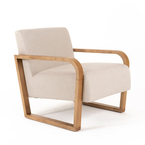 VIG Furniture Modrest Sada - Mid-Century Modern Beige Linen + Chestnut Accent Chair VGRH-RHS-AZHT04