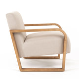 VIG Furniture Modrest Sada - Mid-Century Modern Beige Linen + Chestnut Accent Chair VGRH-RHS-AZHT04