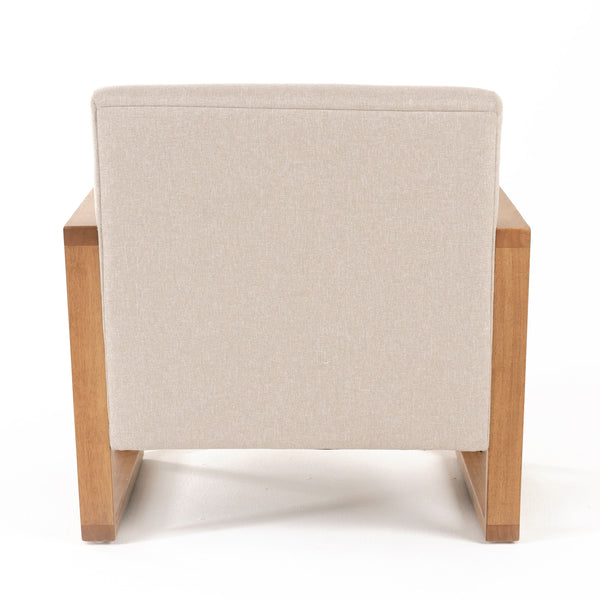 VIG Furniture Modrest Sada - Mid-Century Modern Beige Linen + Chestnut Accent Chair VGRH-RHS-AZHT04
