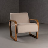 VIG Furniture Modrest Sada - Mid-Century Modern Beige Linen + Chestnut Accent Chair VGRH-RHS-AZHT04