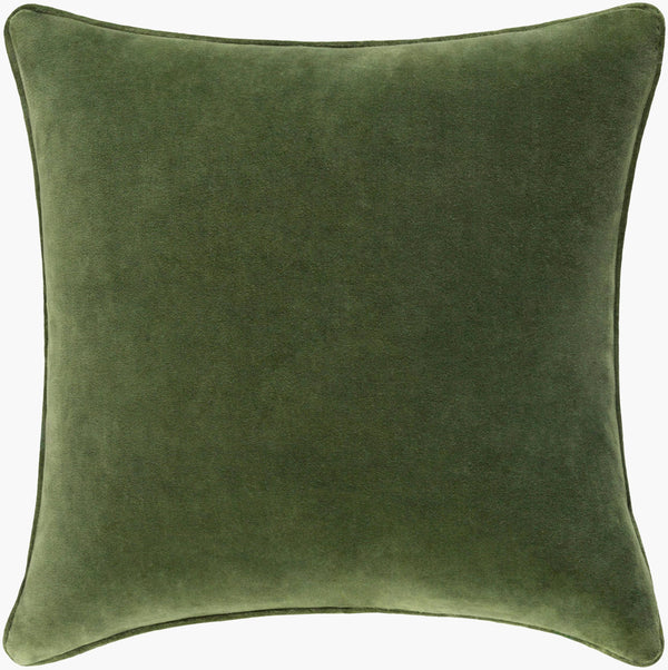 Surya Safflower 18"L X 18"W Minimalist Cotton Accent Pillow For Modern Living Room Décor, Easy Care Medium Green Cotton,Cotton Saff7194-2222p