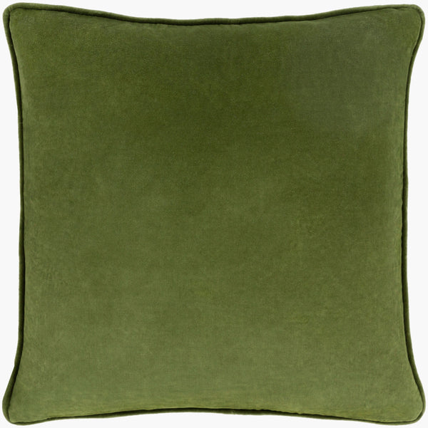 Surya Safflower 18"L X 18"W Minimalist Cotton Accent Pillow For Modern Living Room Décor, Easy Care Medium Green Cotton,Cotton Saff7194-2020d