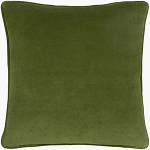 Surya Safflower 18"L X 18"W Minimalist Cotton Accent Pillow For Modern Living Room Décor, Easy Care Medium Green Cotton,Cotton Saff7194-2222p