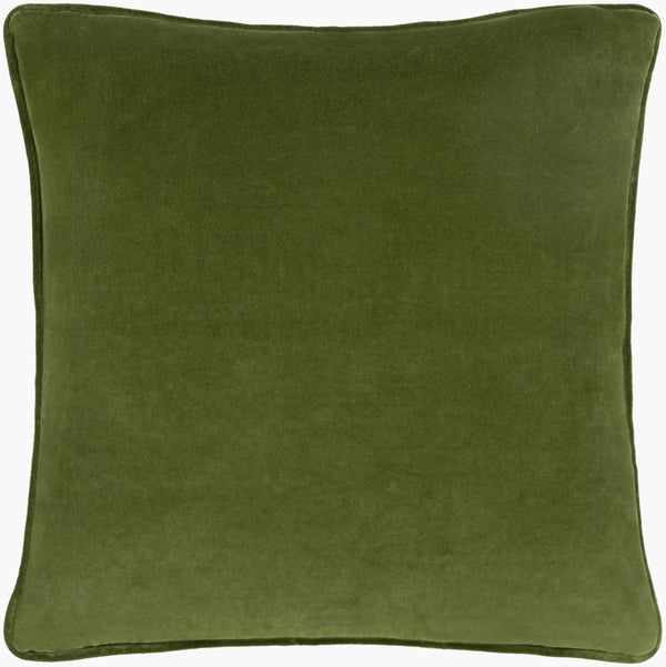 Surya Safflower 18"L X 18"W Minimalist Cotton Accent Pillow For Modern Living Room Décor, Easy Care Medium Green Cotton,Cotton Saff7194-2222p