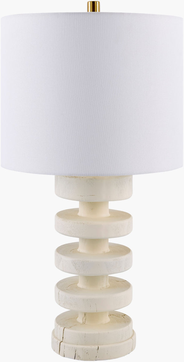 Livabliss Sagy Farmhouse Resin Table Lamp with Linen Shade for Warm Ambient Bedroom Glow SAG-002