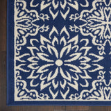 Nourison Jubilant JUB06 Machine Made Power-loomed Narrow Border Indoor Only Farmhouse Contemporary Rug Navy,Ivory, Navy Ivory 100% Polypropylene 99446857187