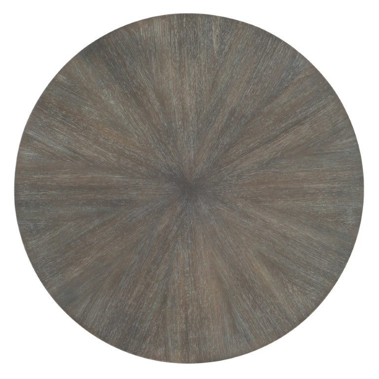 Hooker Furniture Round Starburst End Table With Acacia Top, Metal Frame And Lower Shelf — Warm, Versatile 22" Accent Piece 5903-80114-85