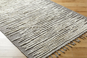 Surya Sahara Hand-knotted Wool Rug 2' X 3' - Bohemian Fringe Design For Global Style & Comfort Charcoal Wool,Viscose Sah2301-810