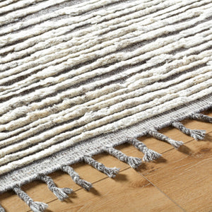 Surya Sahara Hand-knotted Wool Rug 2' X 3' - Bohemian Fringe Design For Global Style & Comfort Charcoal Wool,Viscose Sah2301-810