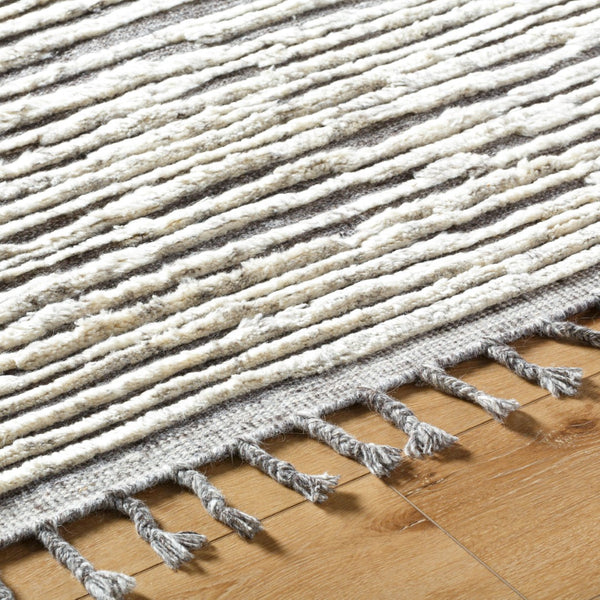 Surya Sahara Hand-knotted Wool Rug 2' X 3' - Bohemian Fringe Design For Global Style & Comfort Charcoal Wool,Viscose Sah2301-810