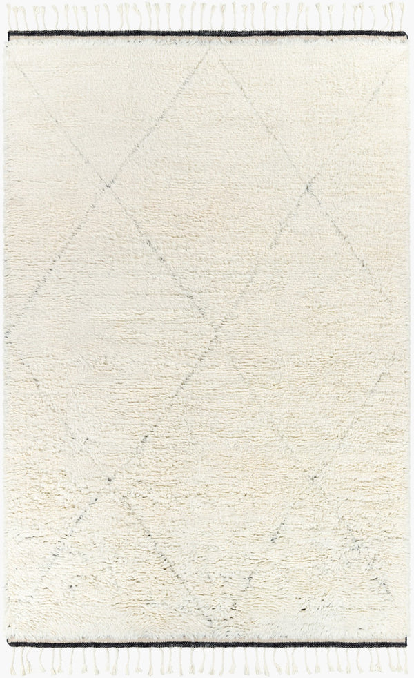 Surya Sahara Hand-knotted Wool Rug 2' X 3' - Bohemian Fringe Design For Global Style & Comfort Cream Wool Sah2302-69
