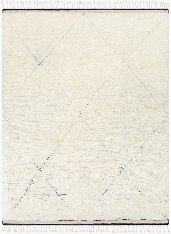 Surya Sahara Hand-knotted Wool Rug 2' X 3' - Bohemian Fringe Design For Global Style & Comfort Cream Wool Sah2302-810