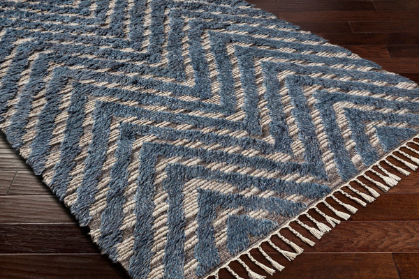 Surya Sahara Hand-knotted Wool Rug 2' X 3' - Bohemian Fringe Design For Global Style & Comfort Charcoal Wool Sah2304-23