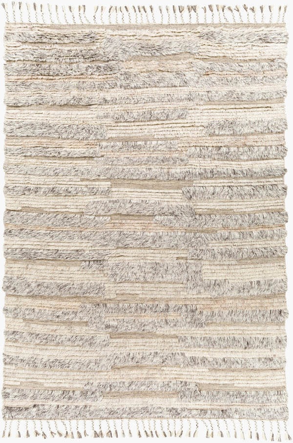 Surya Sahara Hand-knotted Wool Rug 2' X 3' - Bohemian Fringe Design For Global Style & Comfort Gray Wool Sah2305-46