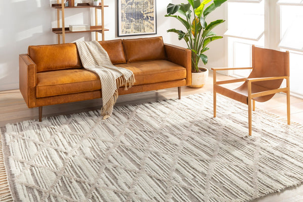 Surya Sahara Hand-knotted Wool Rug 2' X 3' - Bohemian Fringe Design For Global Style & Comfort Light Beige Wool Sah2307-46