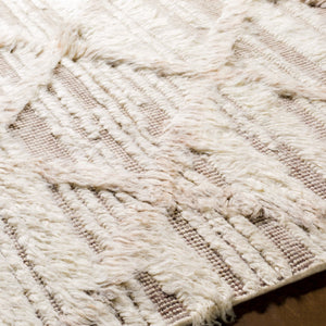 Surya Sahara Hand-knotted Wool Rug 2' X 3' - Bohemian Fringe Design For Global Style & Comfort Light Beige Wool Sah2307-46