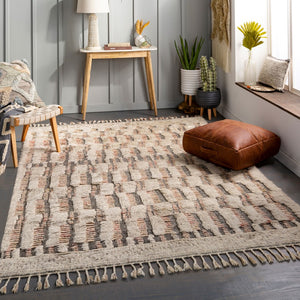 Surya Sahara Hand-knotted Wool Rug 2' X 3' - Bohemian Fringe Design For Global Style & Comfort Dark Brown Wool Sah2309-69