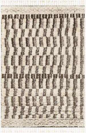 Surya Sahara Hand-knotted Wool Rug 2' X 3' - Bohemian Fringe Design For Global Style & Comfort Charcoal Wool Sah2310-69