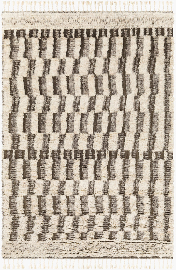 Surya Sahara Hand-knotted Wool Rug 2' X 3' - Bohemian Fringe Design For Global Style & Comfort Charcoal Wool Sah2310-69