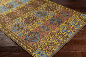 Surya Sajal 2'6" X 8' Handmade Rug - Elegant Global Design, Durable Recycled Pet Yarn, Eco-friendly Charm Yellow Recycled Pet Yarn Saj1073-268