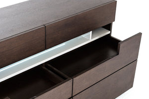 VIG Furniture Ceres Contemporary Brown Oak Dresser With Led Cubby, Soft-Close Drawers, Modern Grey Accent Finish VGWCCG05D-WNG