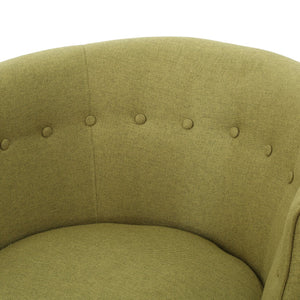English Elm Club Chair Barrel Silhouette Button Tufted Fabric Accent Seat with Tapered Birch Legs 60007.00TEL