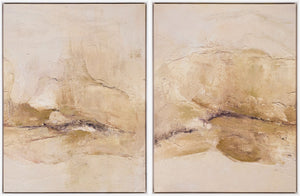 Surya Sand Mountain Framed Art - 32"H X 24"W Minimalist Canvas Decor For Modern Home Or Office Elegance Main, Brown Canvas,Polystyrene Sand001-set