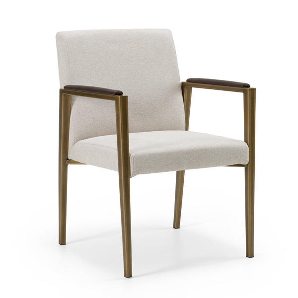 Vig Furniture Modrest Sanders - Chic Off-white Fabric Dining Chair With Elegant Brass Legs For Modern Homes Off,White  Vgga-6235ch-1-off