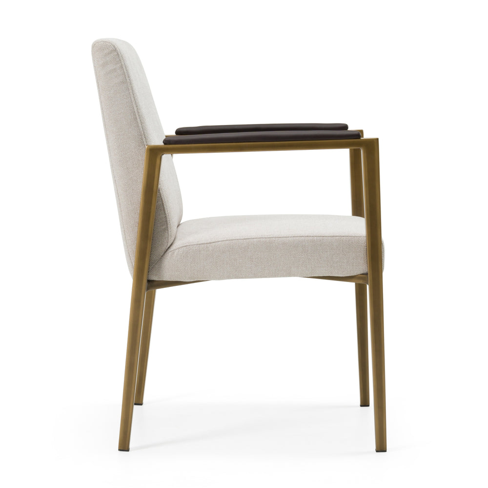 Vig Furniture Modrest Sanders - Chic Off-white Fabric Dining Chair With Elegant Brass Legs For Modern Homes Off,White  Vgga-6235ch-1-off