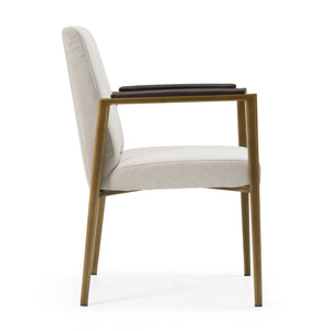 Vig Furniture Modrest Sanders - Chic Off-white Fabric Dining Chair With Elegant Brass Legs For Modern Homes Off,White  Vgga-6235ch-1-off