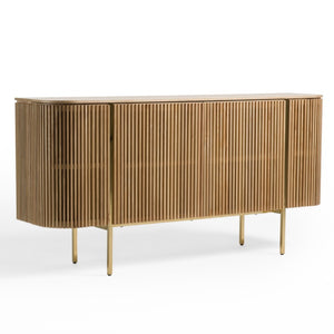 VIG Furniture Sandy Modern Natural Ash Buffet With Gold Legs — Rounded Silhouette, Spacious Organized Storage VGDW-J9853
