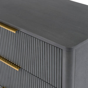 VIG Furniture Santa Monica Grey Wash Dresser With Gold Accents, 6 Soft-Close Drawers, Solid Rubberwood, 68"W X32"H VGMA-BR-144-DRS-GRY