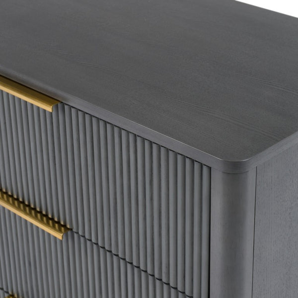 VIG Furniture Santa Monica Grey Wash Dresser With Gold Accents, 6 Soft-Close Drawers, Solid Rubberwood, 68"W X32"H VGMA-BR-144-DRS-GRY