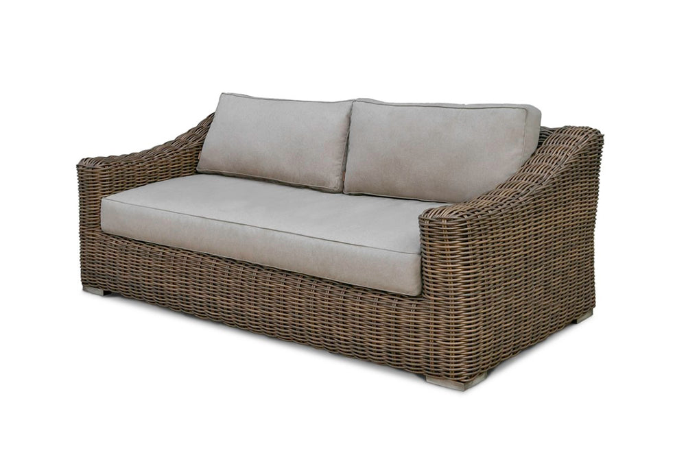 VIG Furniture Sapelo Handwoven Beige Wicker Outdoor Sofa With 6" Plush Waterproof Cushions, Rust‑Resistant Frame VGATRASF-125-8MM-SOFA