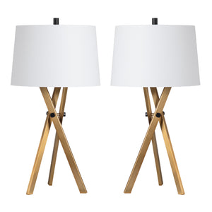 Crestview Collection 31"H Hendrix Table Lamp - Stylish Brushed Brass Tripod Design With Tapered Shade & 3-way Socket   Cvaer2036b
